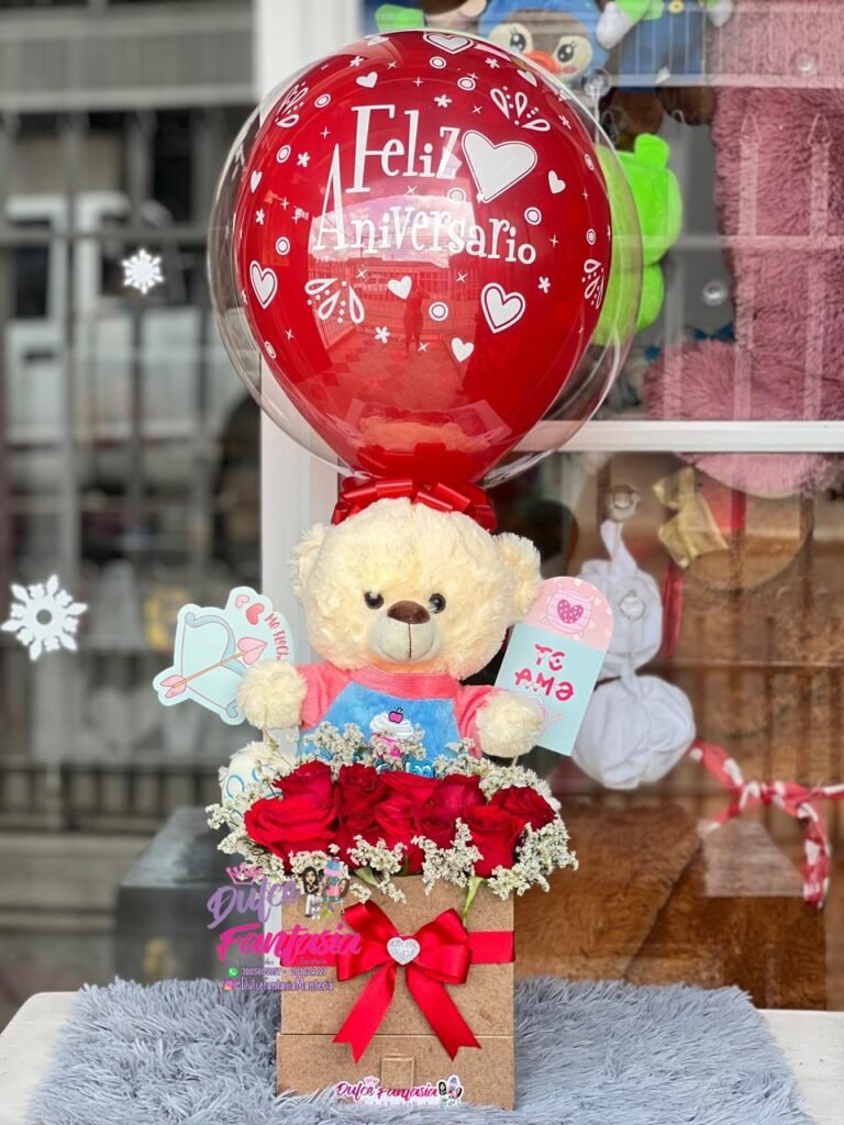 Arreglo cofre rosas mas peluche